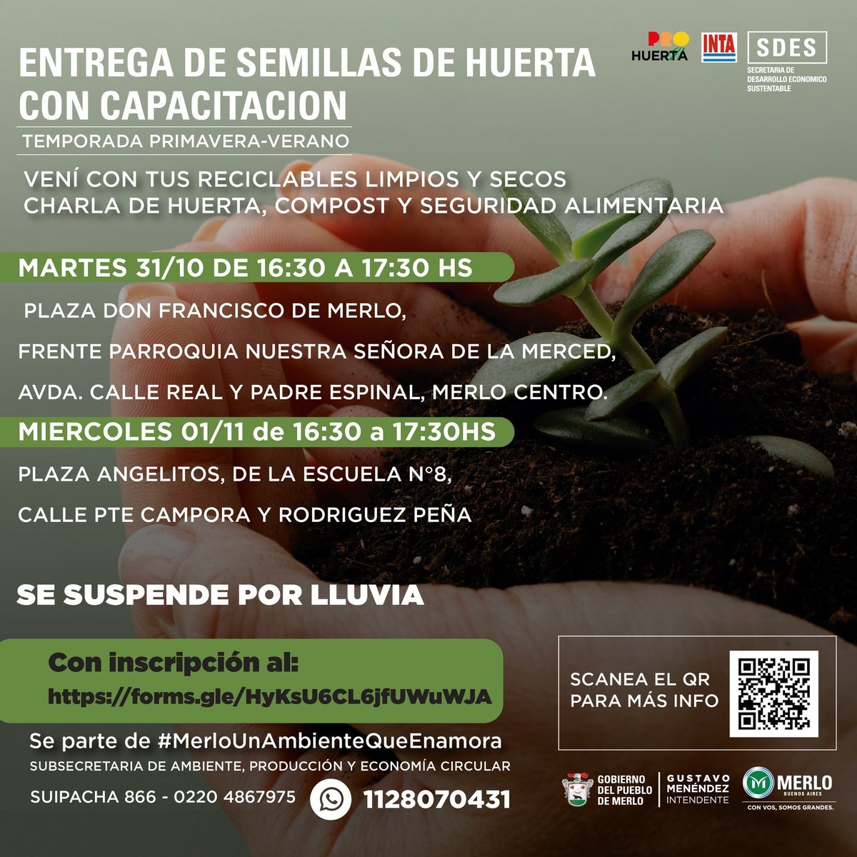 Cursos de huerta y entrega de semillas gratuitas en Merlo.