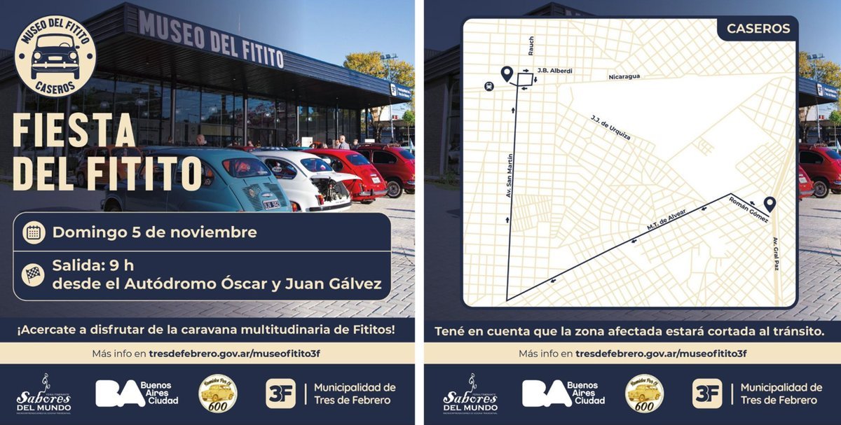 Mapa de la caravana de fititos que llegar&aacute;n a Tres de Febrero.