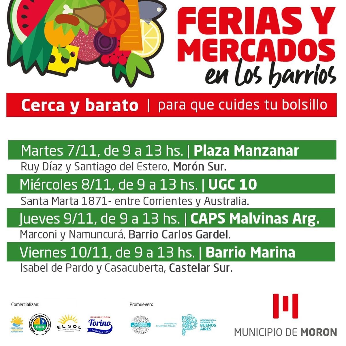 Mor&oacute;n: cronograma de los Mercados Bonaerenses.