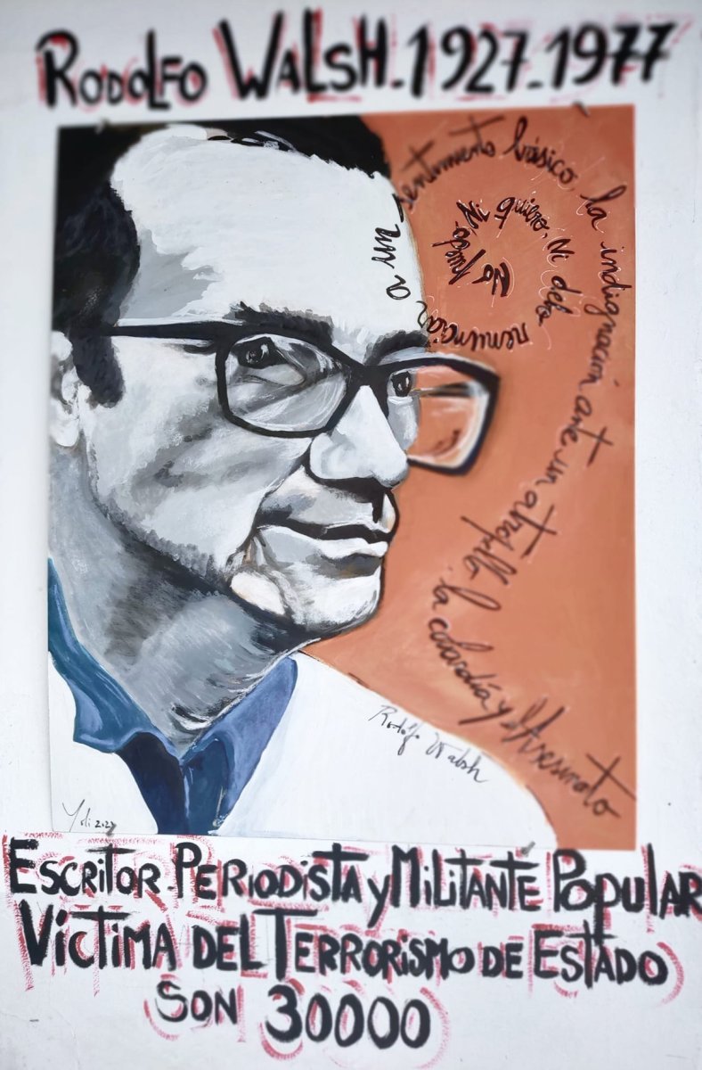 El mural de Rodolfo Walsh en una escuela de William Morris.