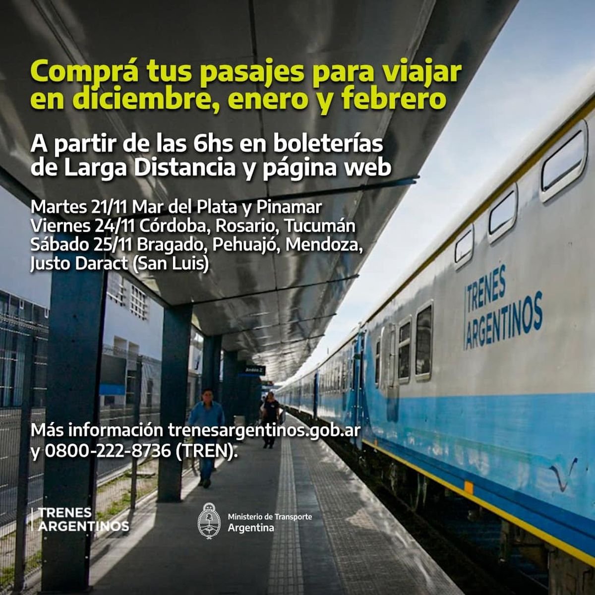 Tren Sarmiento: cu&aacute;ndo comprar pasajes de larga distancia