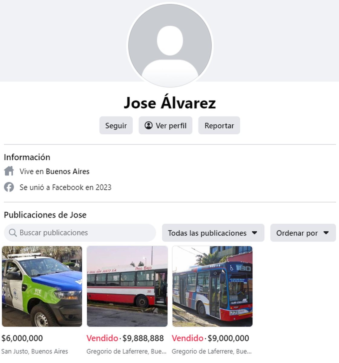 Las ventas anteriores del usuario de San Justo.