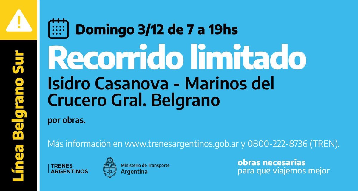 Reducir&aacute;n el servicio del Belgrano Sur este finde.