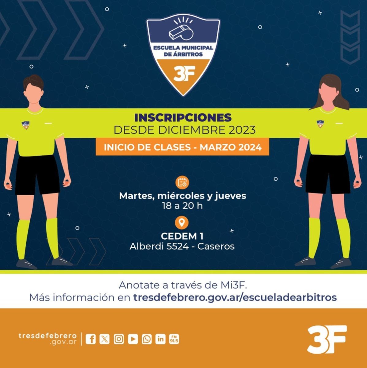 Inscripciones a la escuela de &aacute;rbitros de Tres de Febrero.