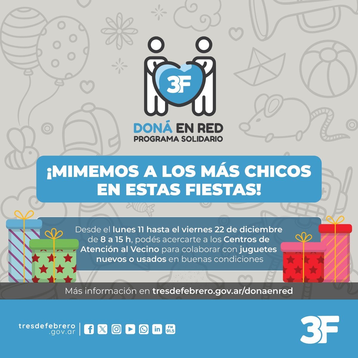 Tres de Febrero colecta juguetes para los ni&ntilde;os en Navidad.
