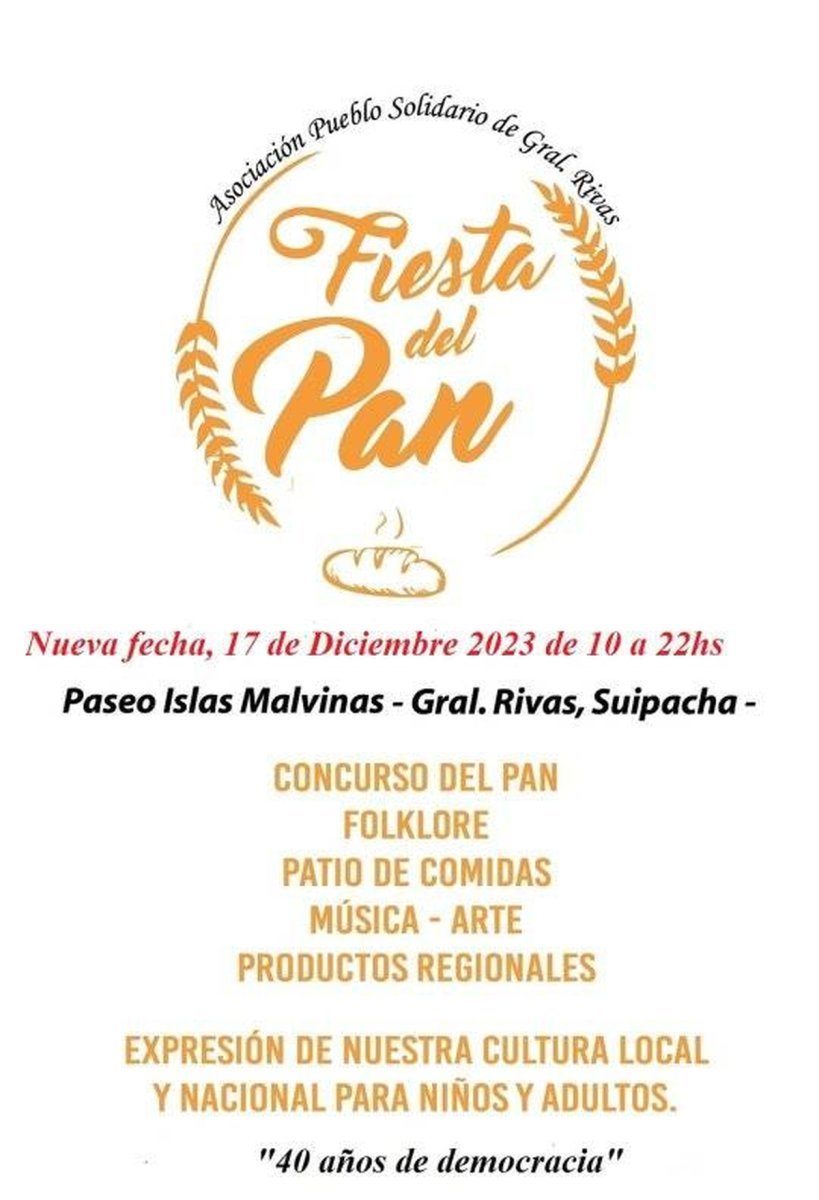 Vuelve la Fiesta del Pan a Suipacha con varias propuestas.