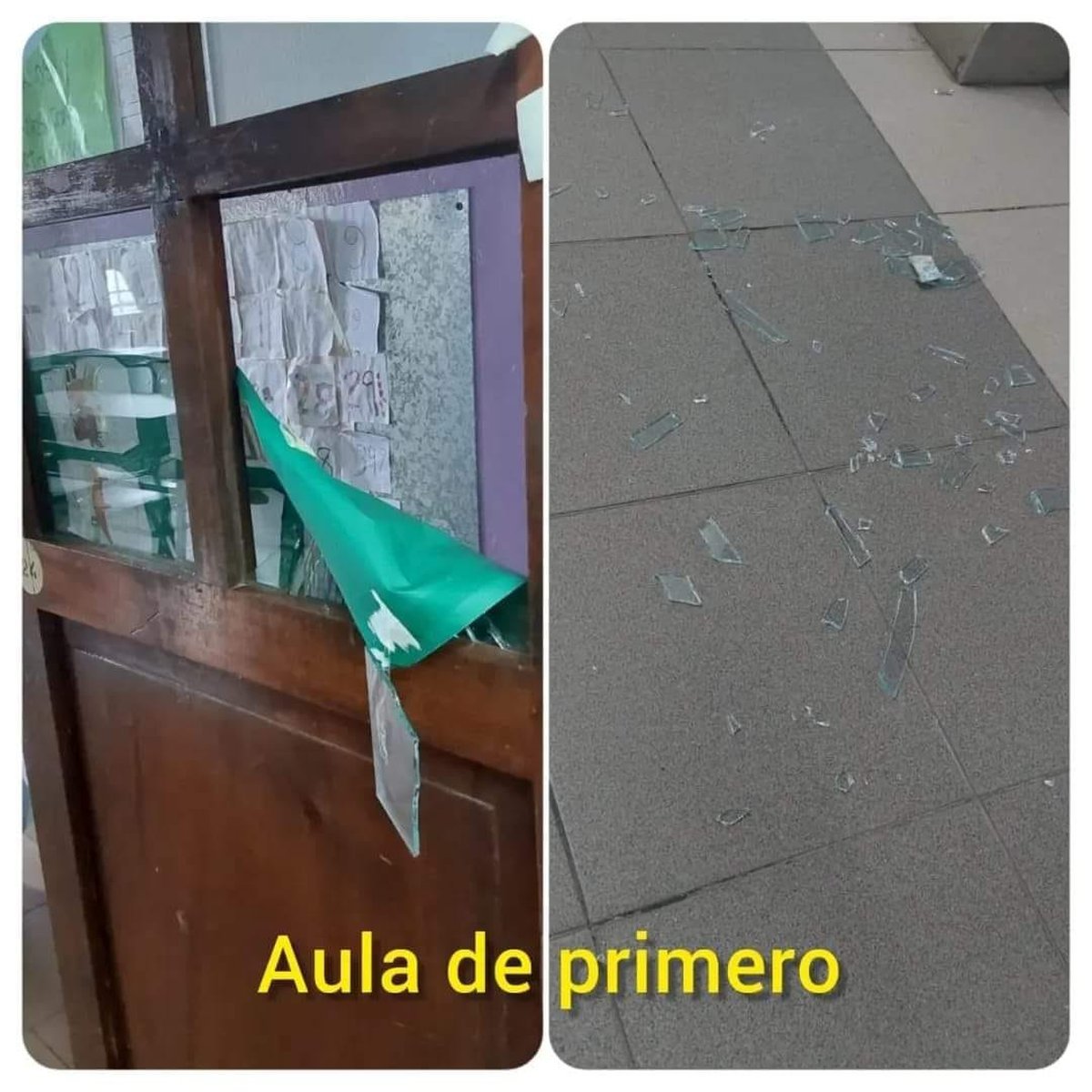 Parte de los destrozos en la escuela de Ituzaing&oacute;.