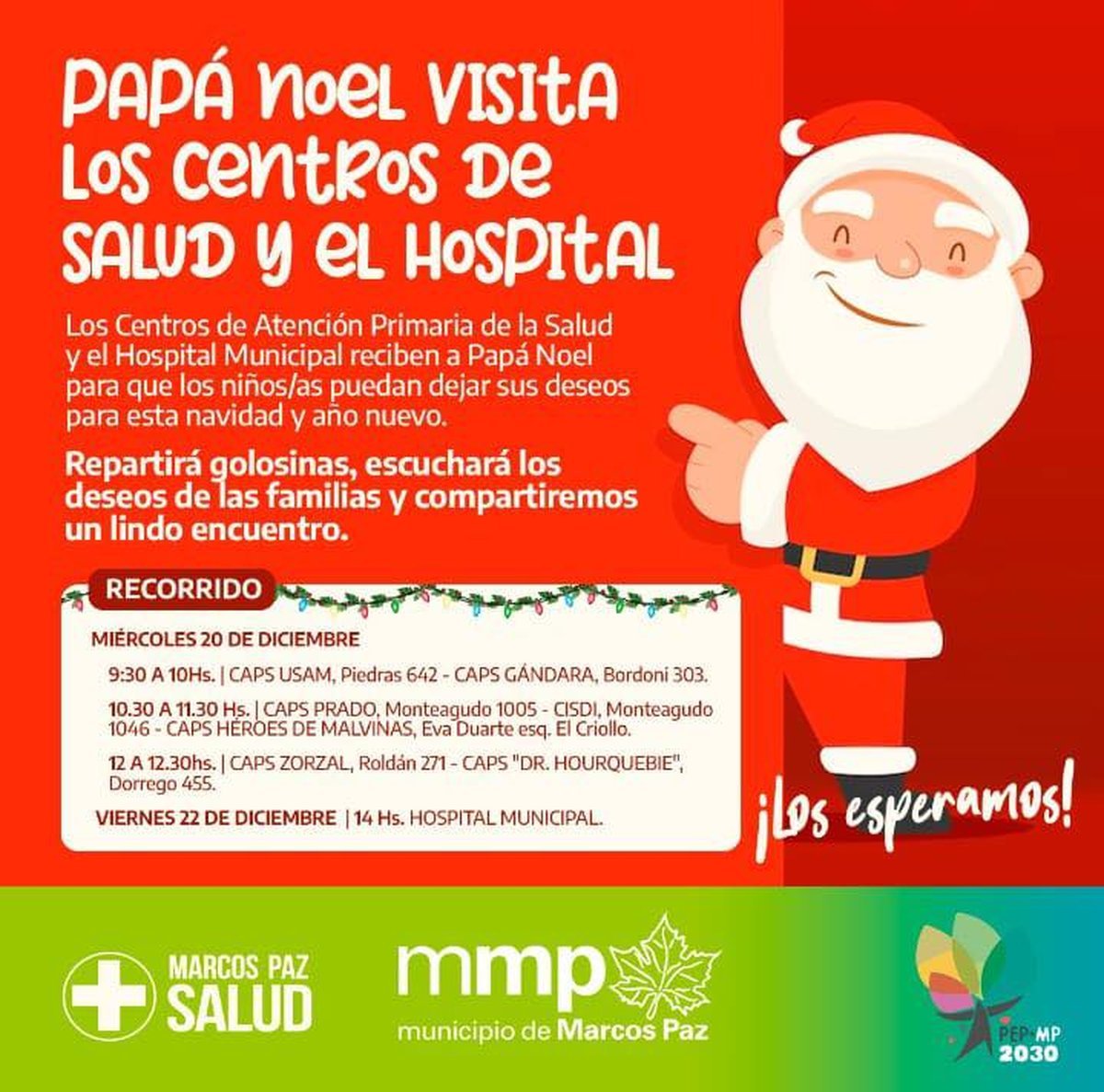 Navidad: Pap&aacute; Noel recorrer&aacute; varios lugares de Marcos Paz.