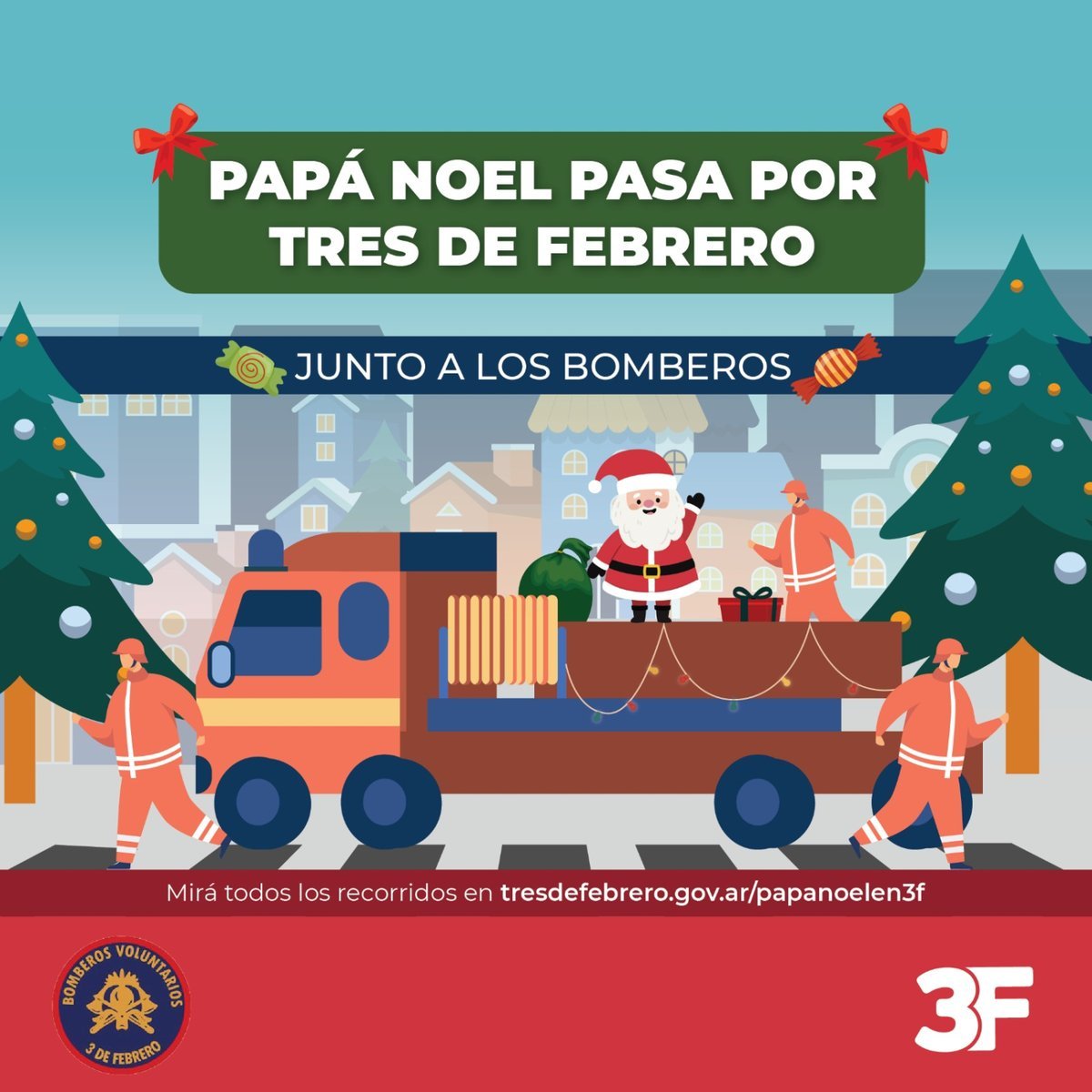 Pap&aacute; Noel recorrer&aacute; Tres de Febrero junto a los bomberos.