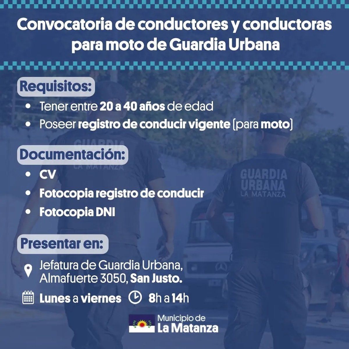 Los requisitos para sumarse a la Guardia Urbana de La Matanza.