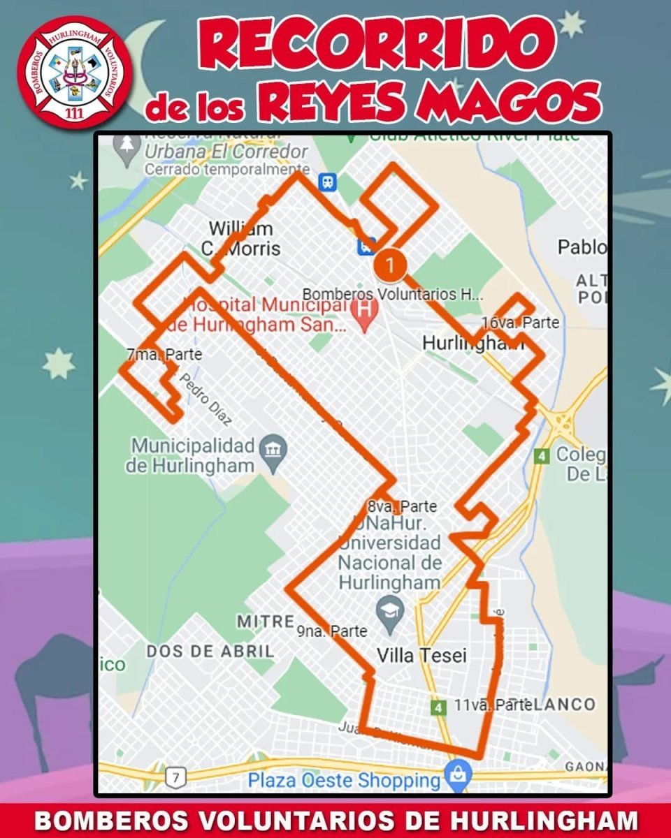 El recorrido de Reyes de los Bomberos de Hurlingham.