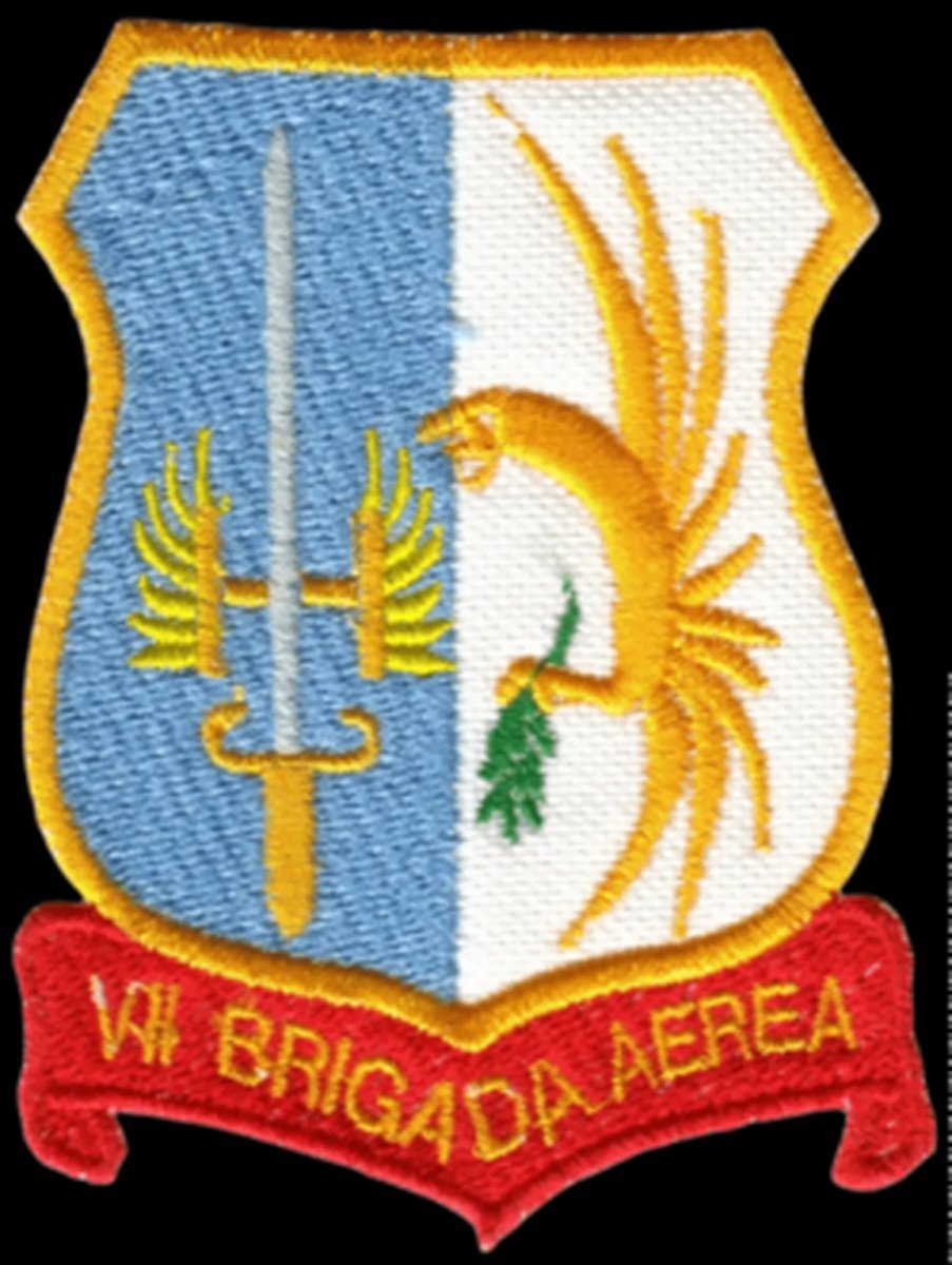 El escudo de la VII Brigada A&eacute;rea, previamente de Mor&oacute;n y ahora de Moreno.