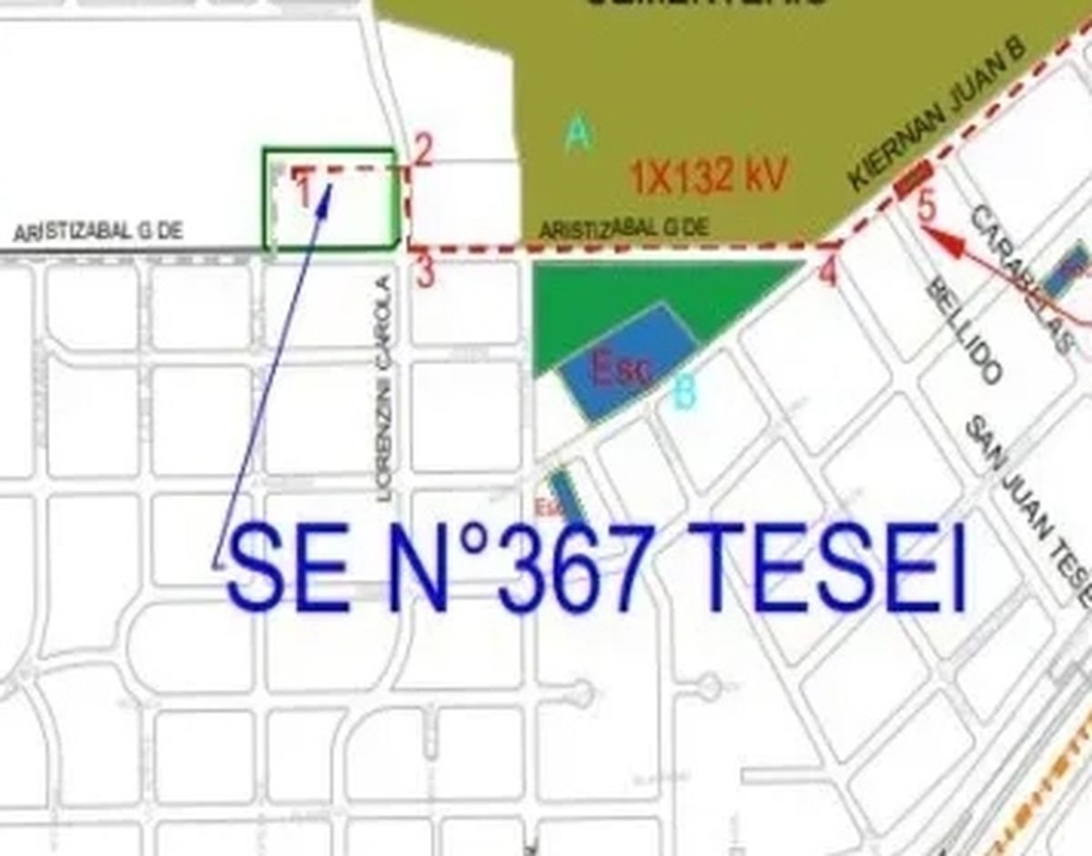 La ubicaci&oacute;n de la nueva subestaci&oacute;n el&eacute;ctrica de Villa Tesei.