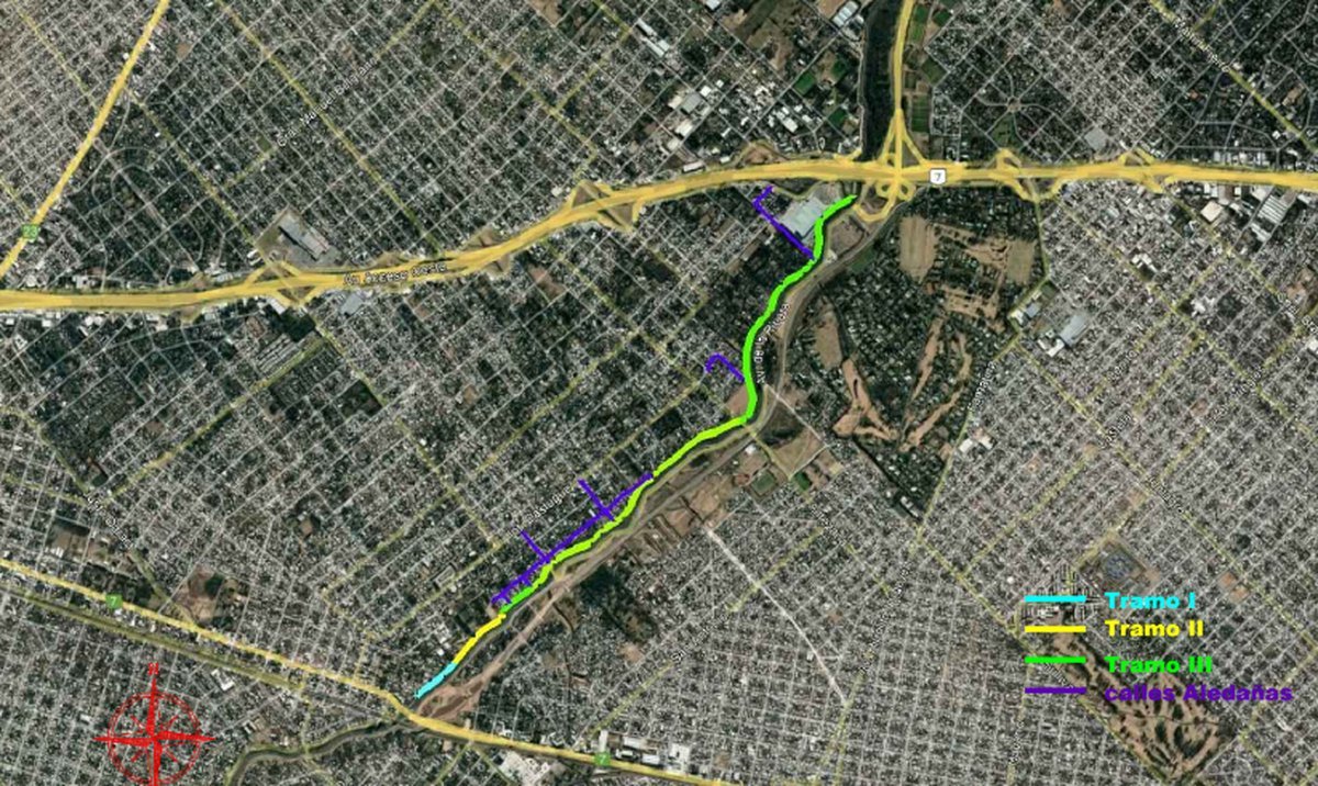 En celeste y verde, los tramos de esta flamante calle de Paso del Rey que se licitar&aacute;n.