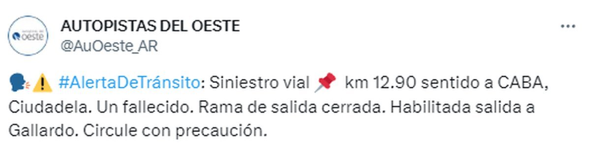 Acceso Oeste: fallecido una persona tras un choque m&uacute;ltiple.