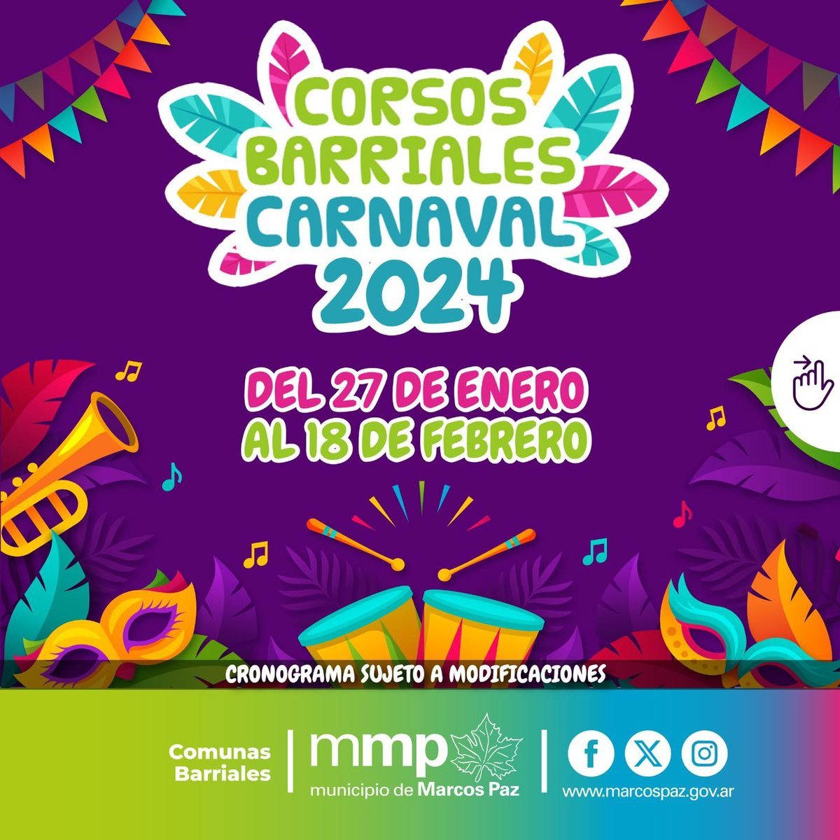 Carnaval 2024: Marcos Paz anunci&oacute; el cronograma completo.