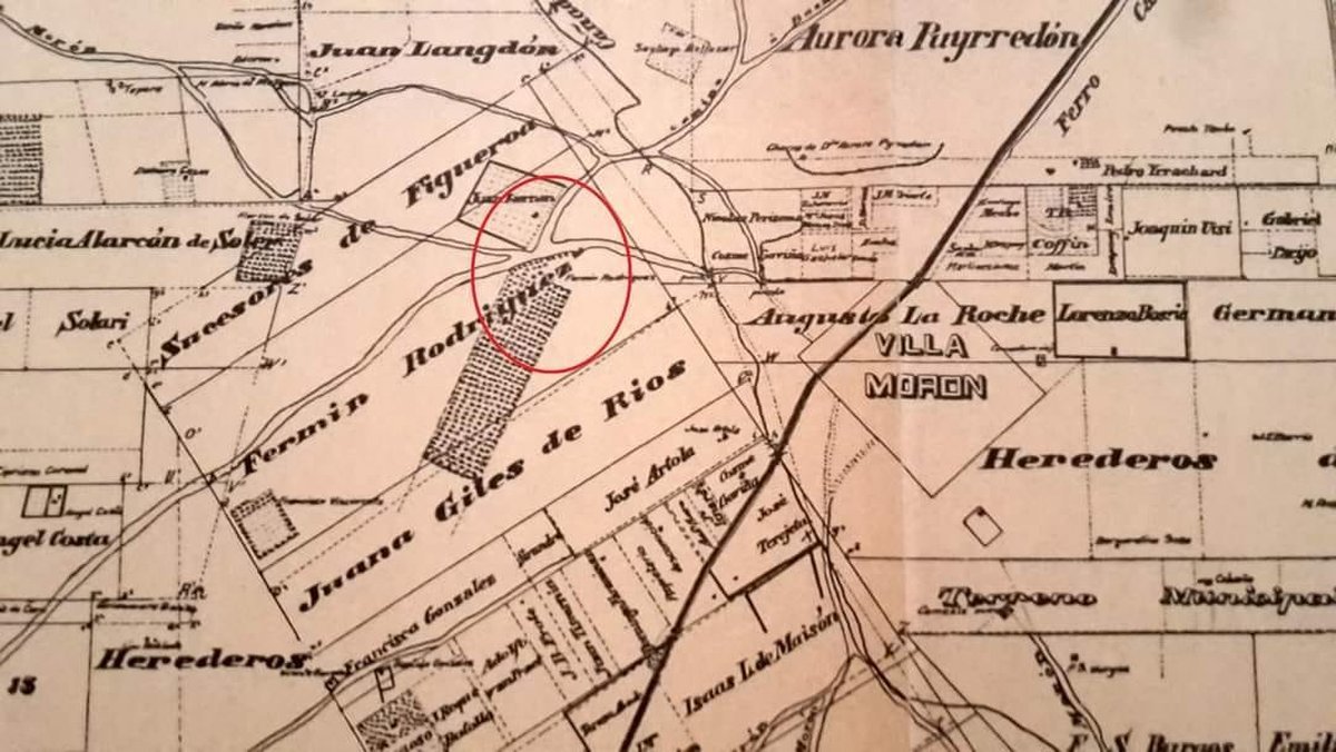 En rojo, el lugar donde acamp&oacute; Belgrano en la actual Haedo.