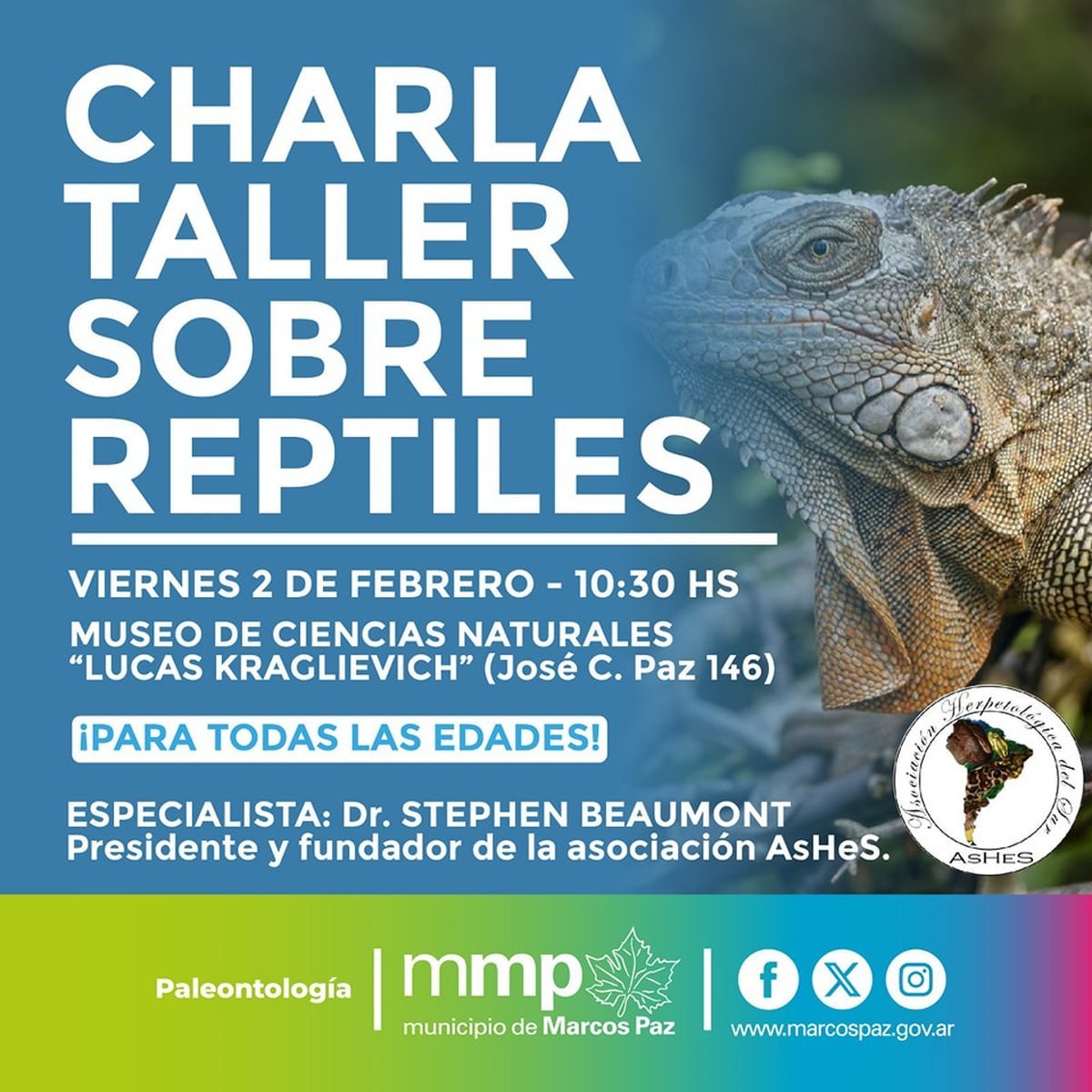 Marcos Paz realizar&aacute; una charla gratuita sobre reptiles en el museo.