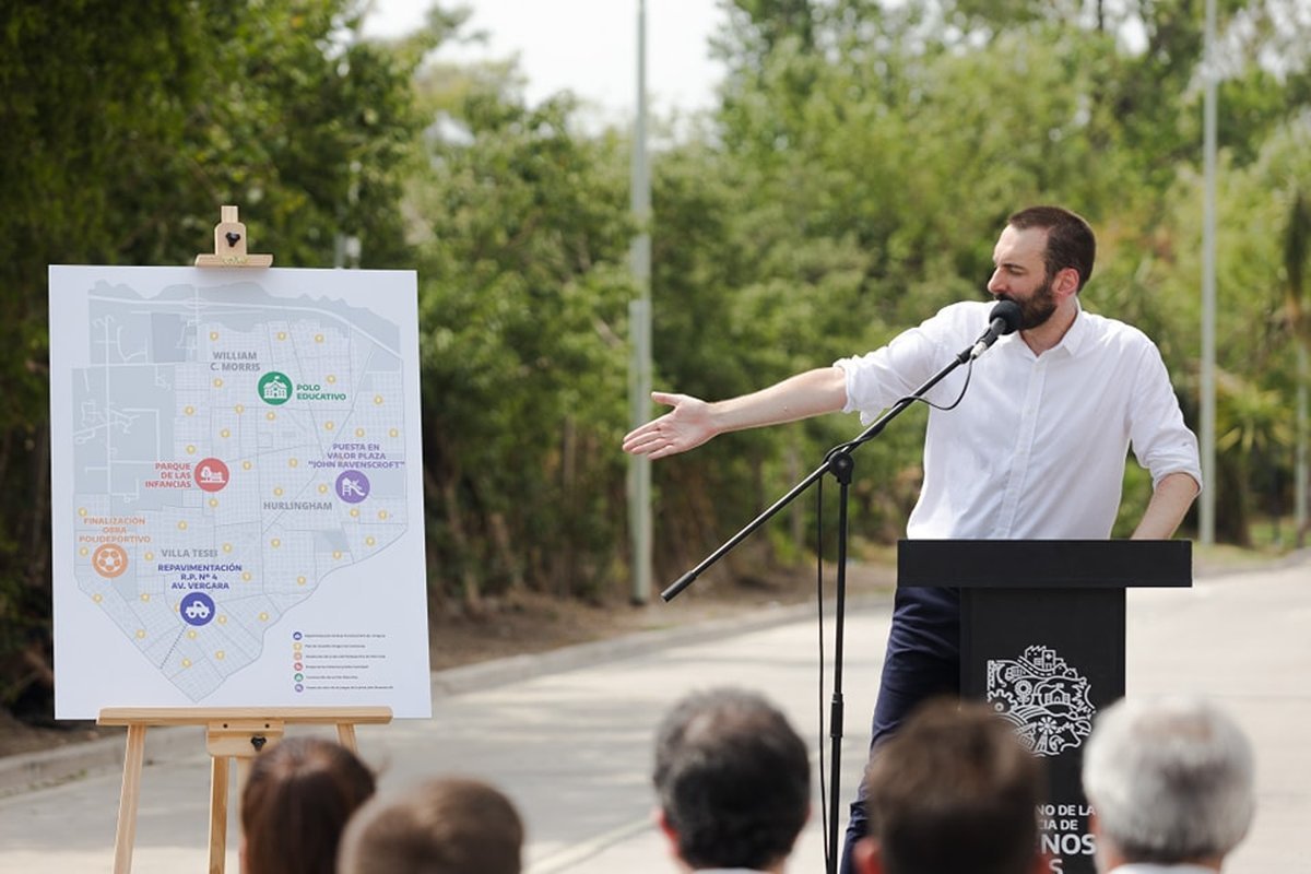 El mapa de las futuras obras en Hurlingham, incluido el Polideportivo de Villa Tesei.