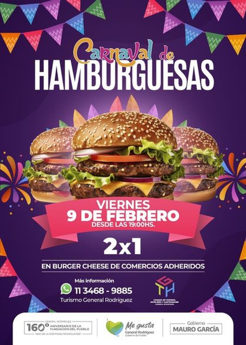 Llega el carnaval de la hamburguesa a General Rodr&iacute;guez.