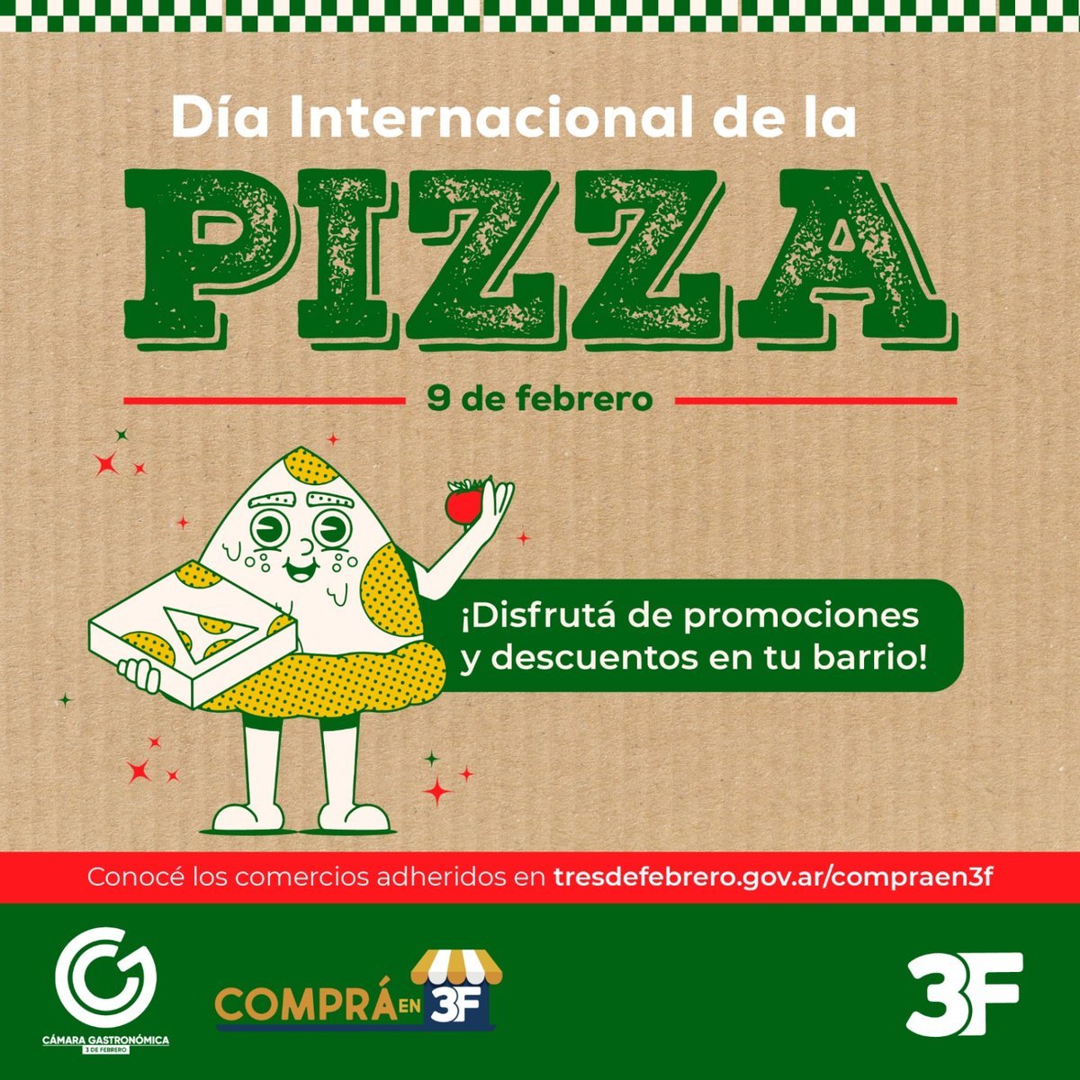 Comercios de Tres de Febrero celebrar&aacute;n el D&iacute;a de la Pizza con descuentos y promociones.