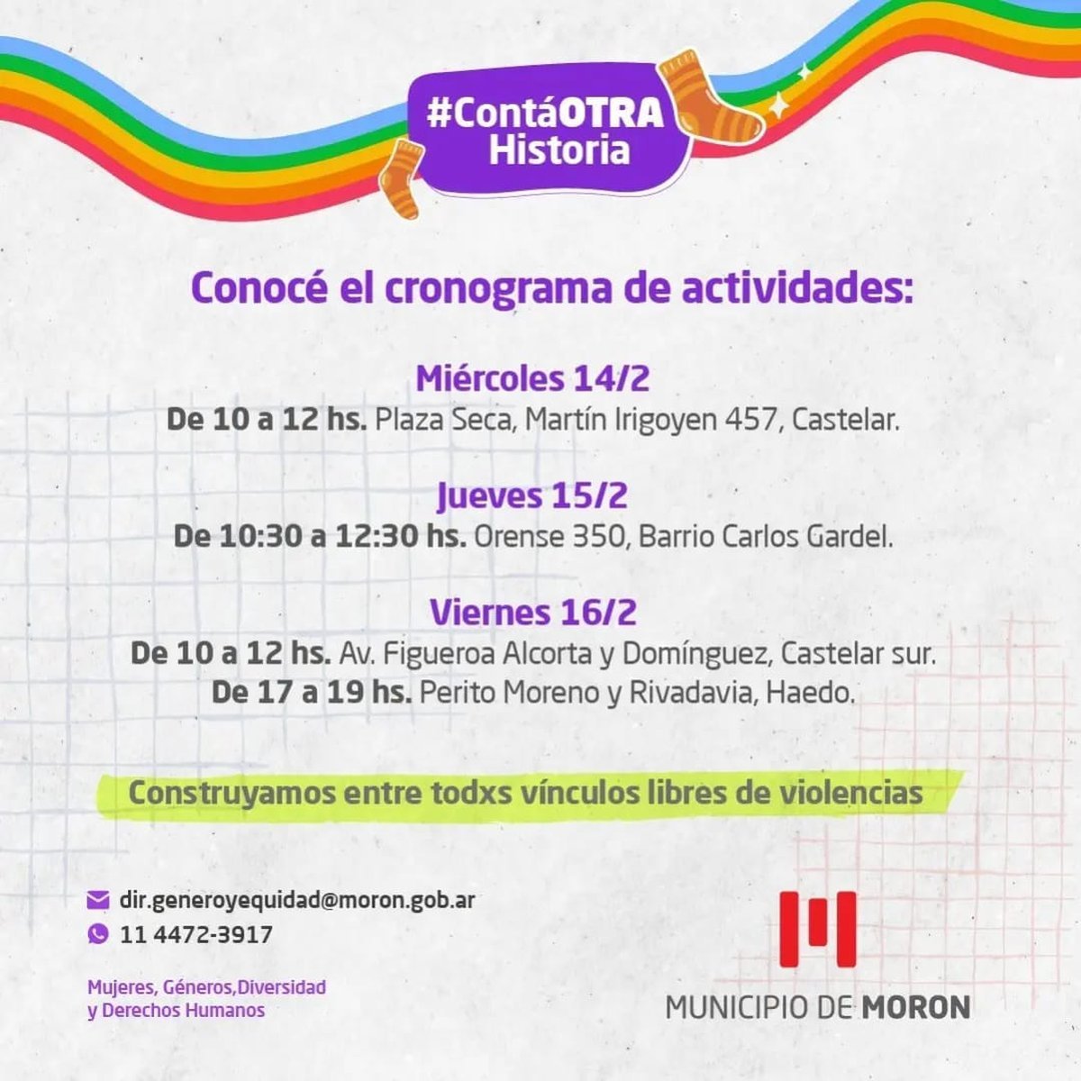 El cronograma de los encuentros en Mor&oacute;n.