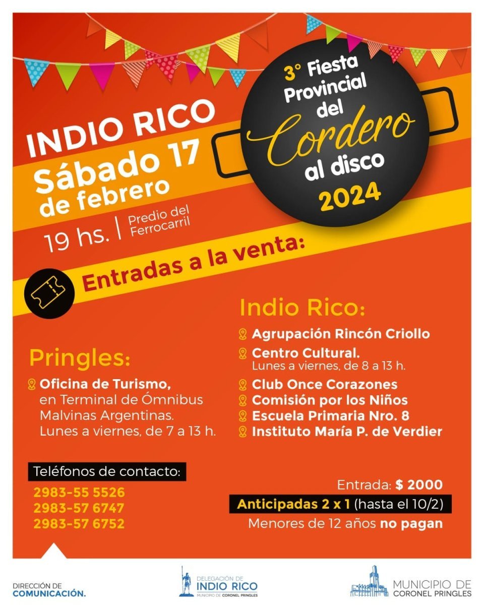 Se viene la 3&deg; Fiesta Provincial del Cordero al Disco.