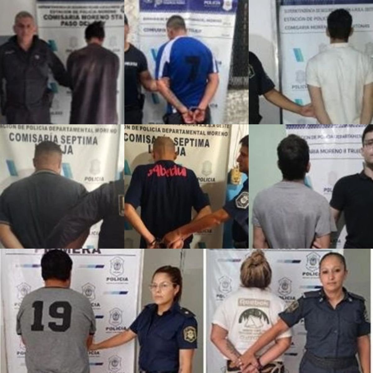 Algunos de los detenidos por robos en Moreno.
