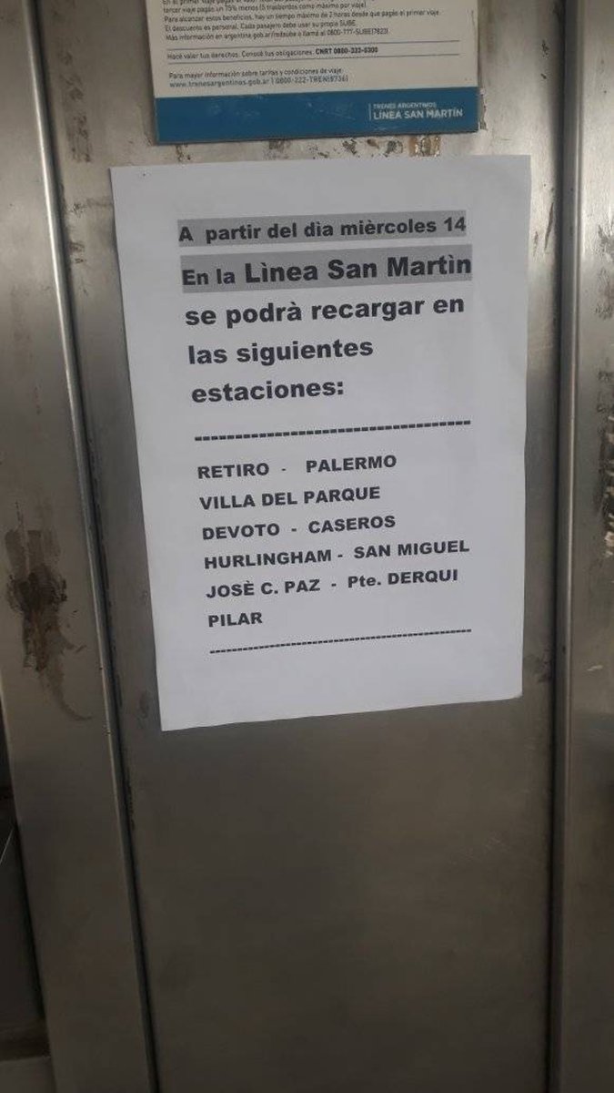 Las estaciones del Tren San Mart&iacute;n donde se puede cargar la SUBE.