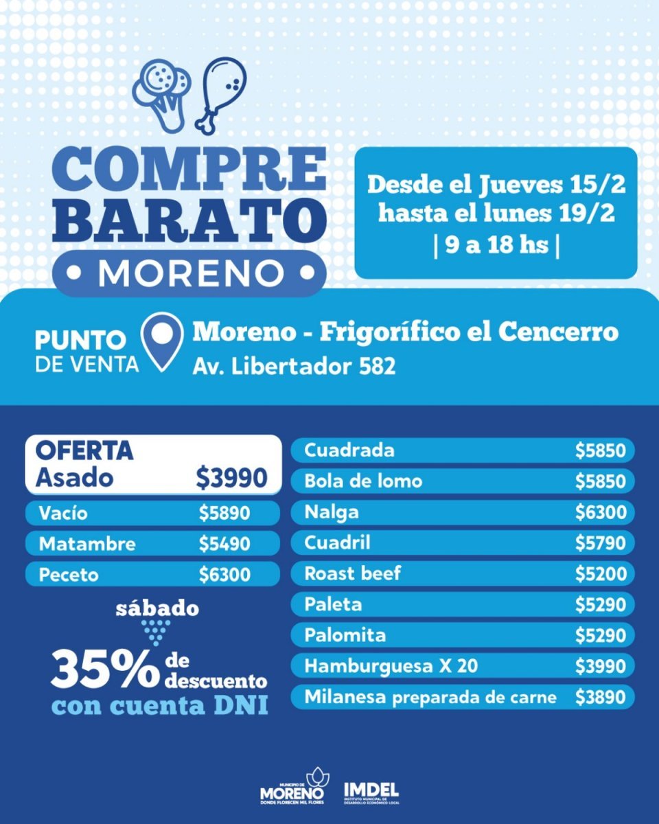 Moreno ofrecer&aacute; diferentes cortes de carne a precios justos.