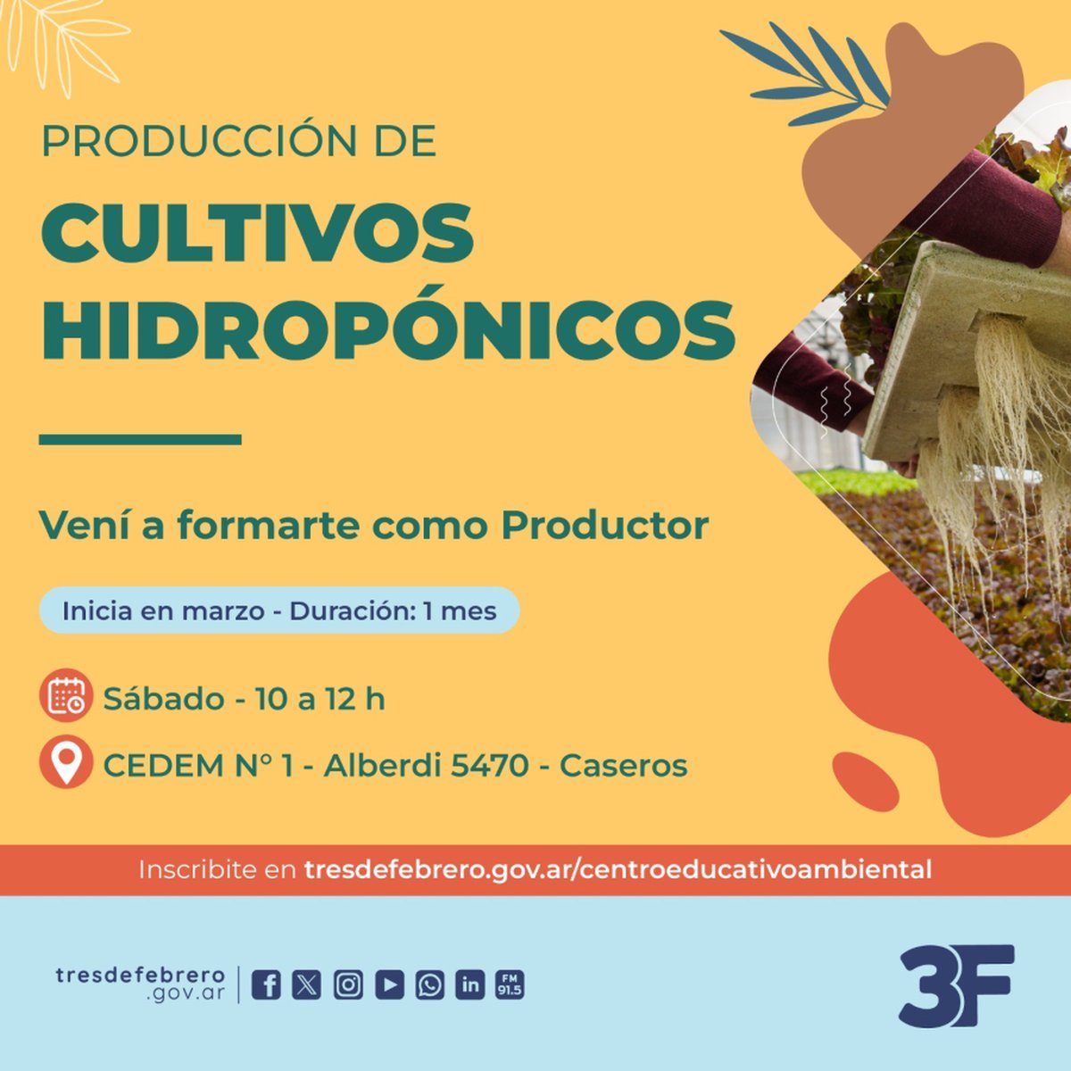 Curso gratuito sobre la agricultura del futuro en Tres de febrero.