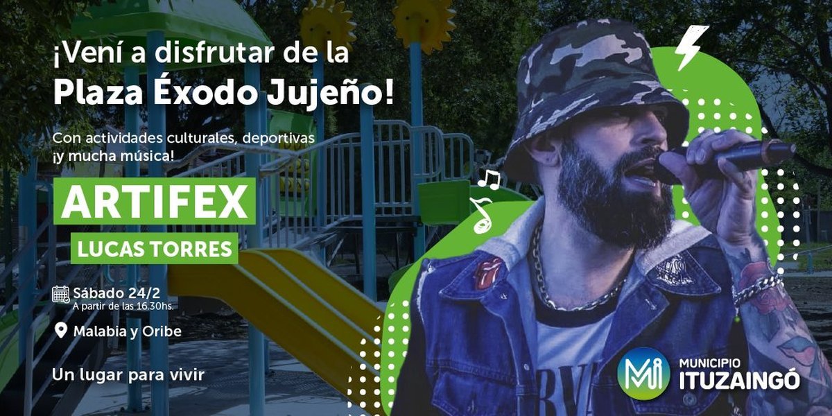 El flyer de la reinauguraci&oacute;n de la plaza de Ituzaing&oacute;.