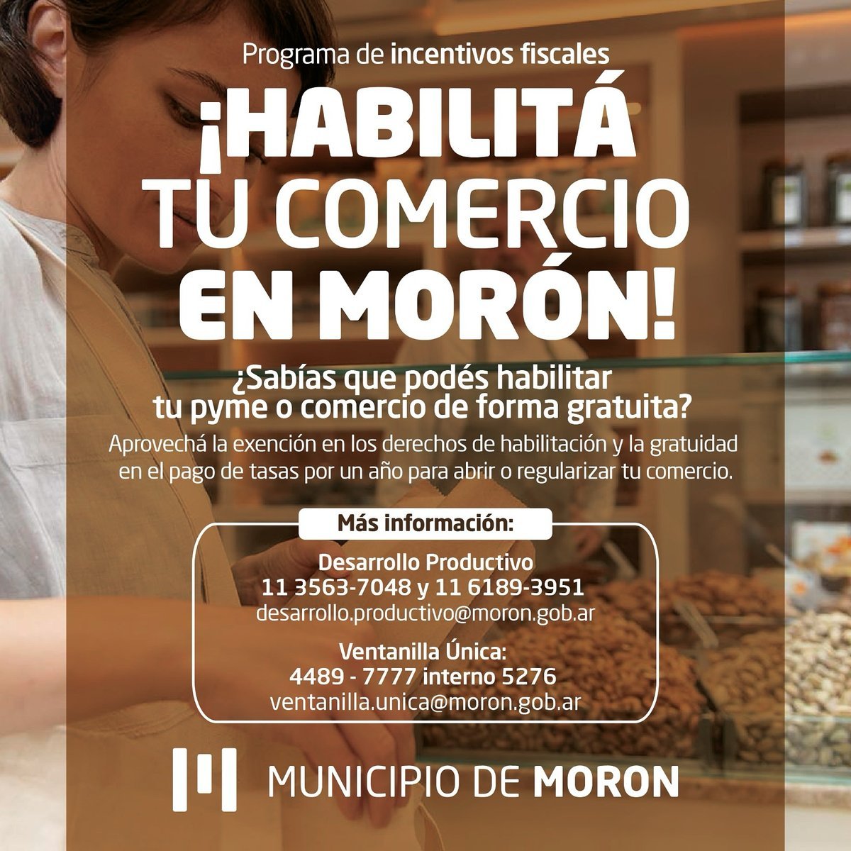 Mor&oacute;n habilita comercios y pymes de manera gratuita.