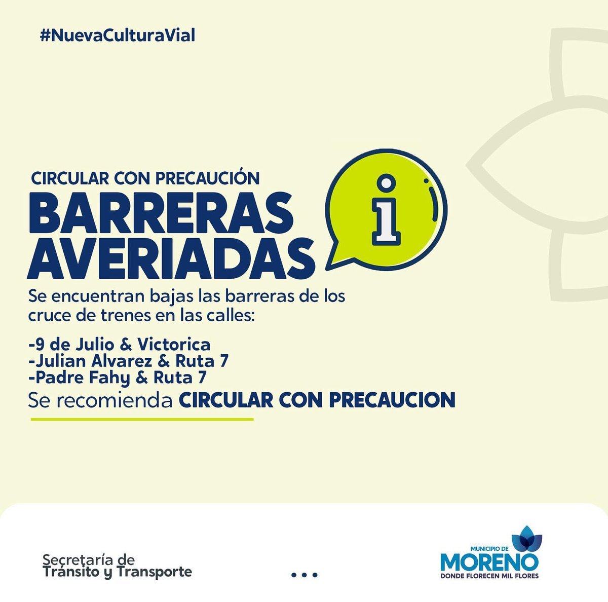 El comunicado oficial del Municipio de Moreno.