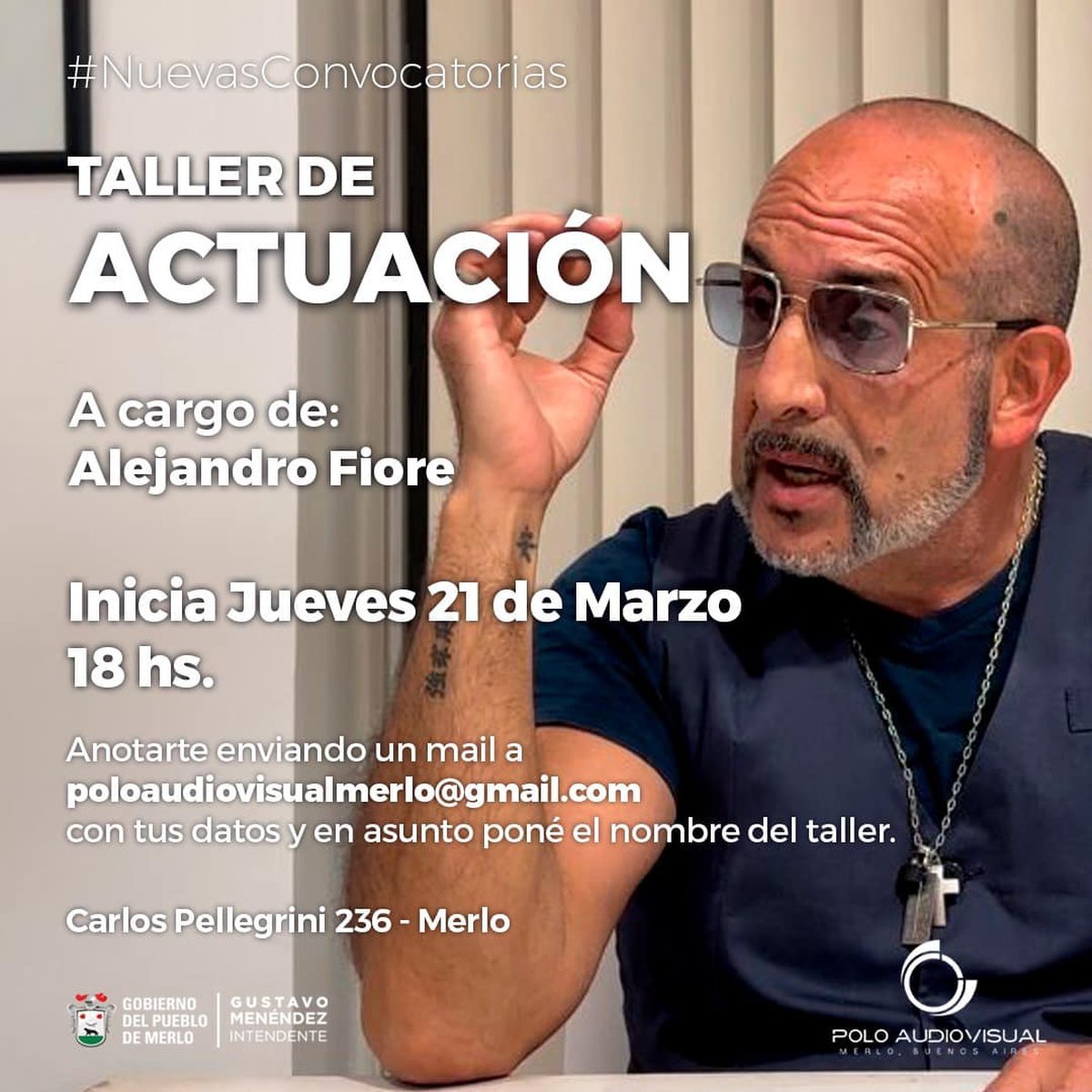 Alejandro Fiore dictar&aacute; un curso de Actuaci&oacute;n en Merlo.