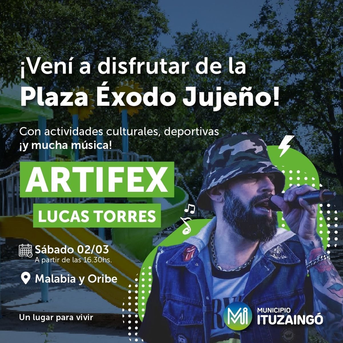 Plaza &Eacute;xodo Juje&ntilde;o de Ituzaing&oacute;: show en vivo de Santiago 