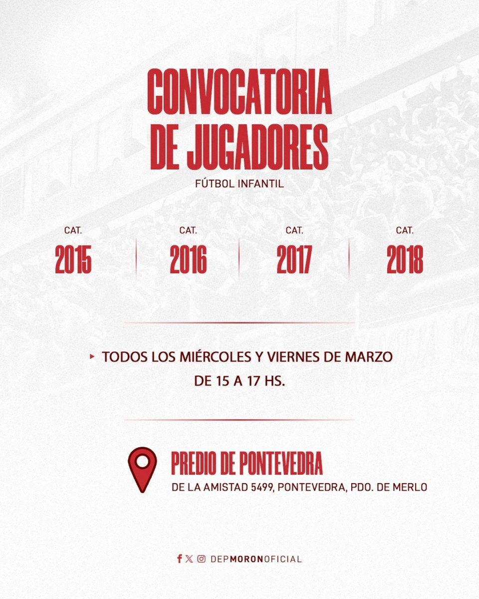 El Club Deportivo Mor&oacute;n realizar&aacute; pruebas a jugadores infantiles.