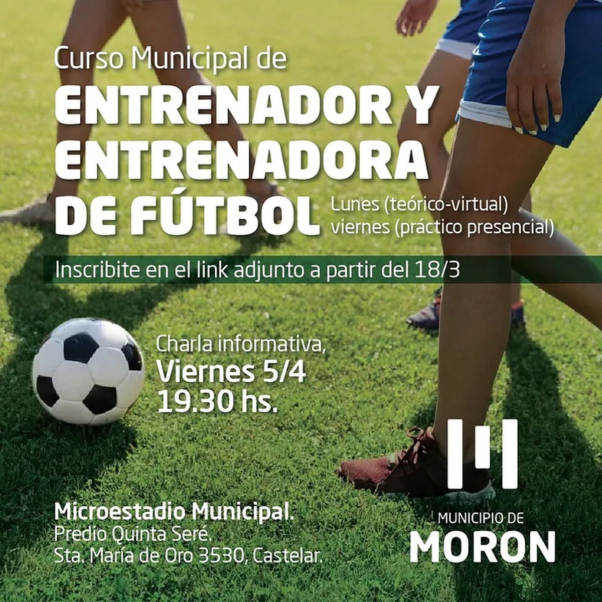 Nuevos cursos de entrenador y entrenadora de f&uacute;tbol en Mor&oacute;n