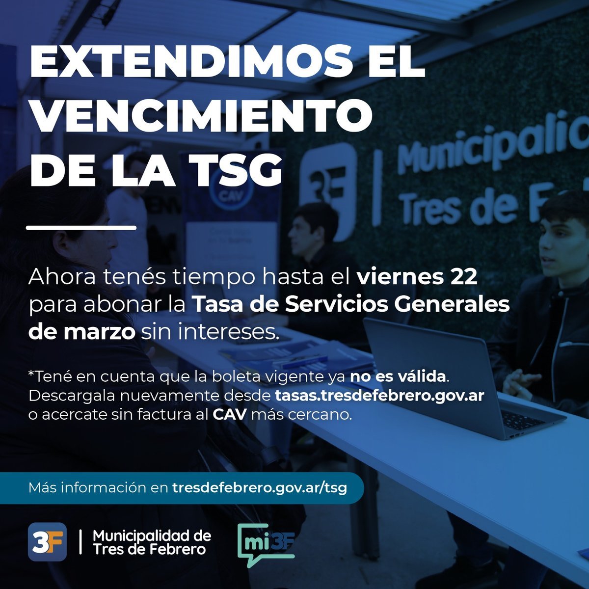 Tres de Febrero prorrog&oacute; el pago de la Tasa de Servicios Generales de marzo por el temporal.