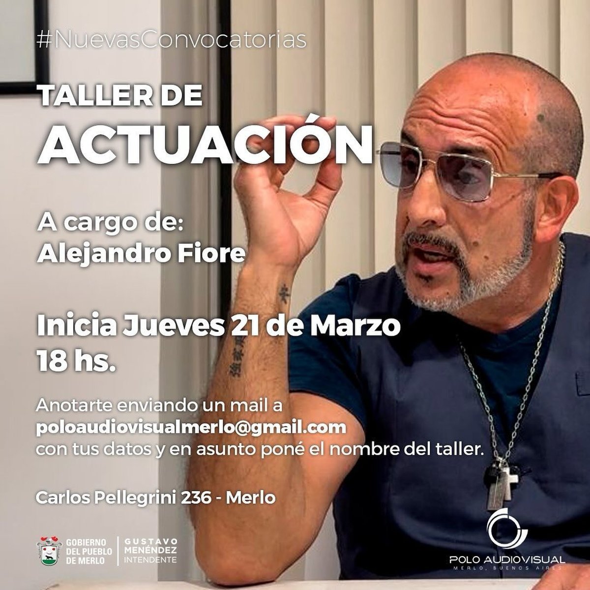 Taller de actuaci&oacute;n gratuito en Merlo de la mano de Alejandro Fiore.