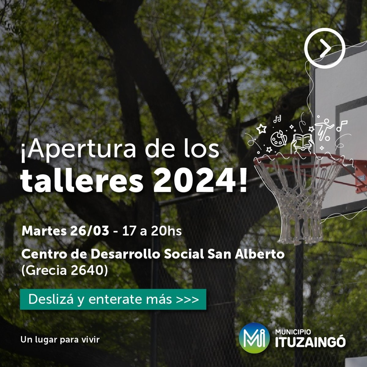 Se abre la inscripci&oacute;n a varios talleres culturales, deportivos y recreativos gratuitos en Ituzaing&oacute;.