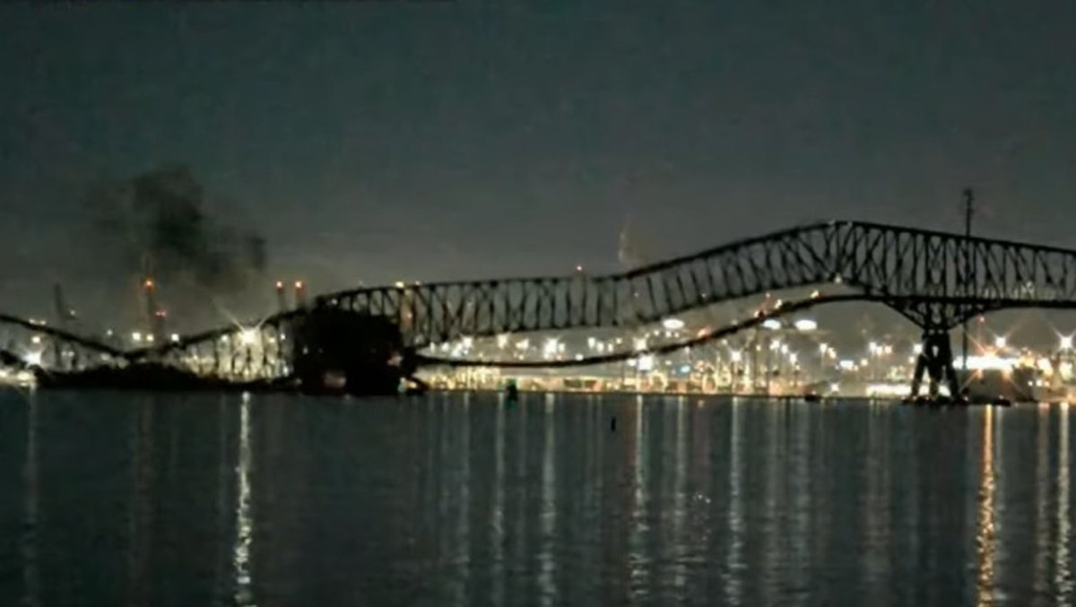 Colapso del puente de Baltimore es viral en redes. Foto: captura.