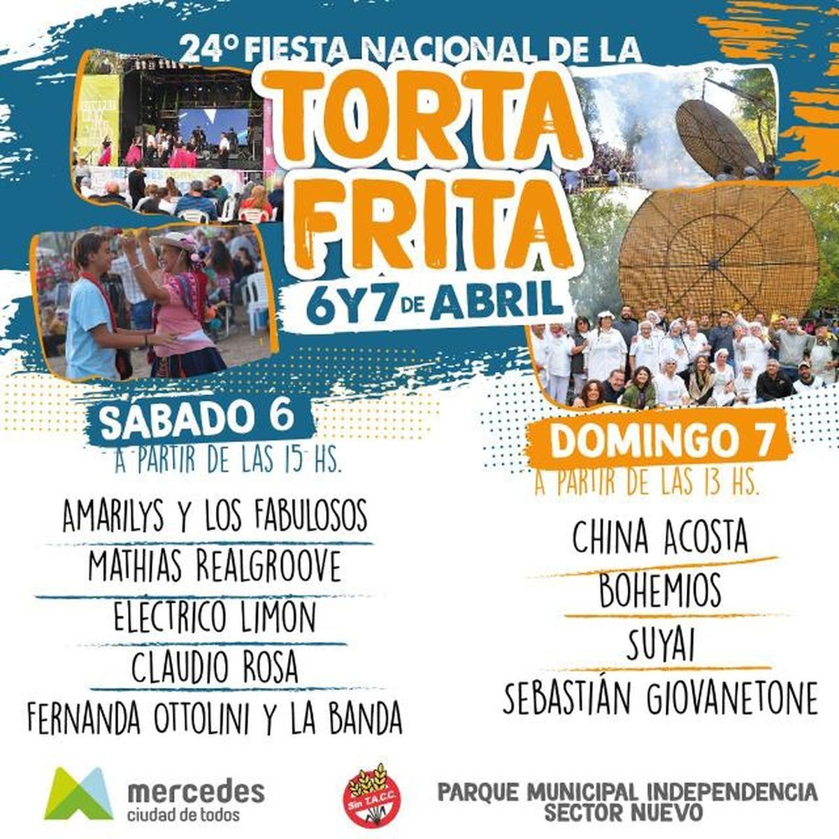 Los artistas que integrar&aacute;n el cronograma de la Fiesta Nacional de la Torta Frita en Mercedes el pr&oacute;ximo fin de semana.