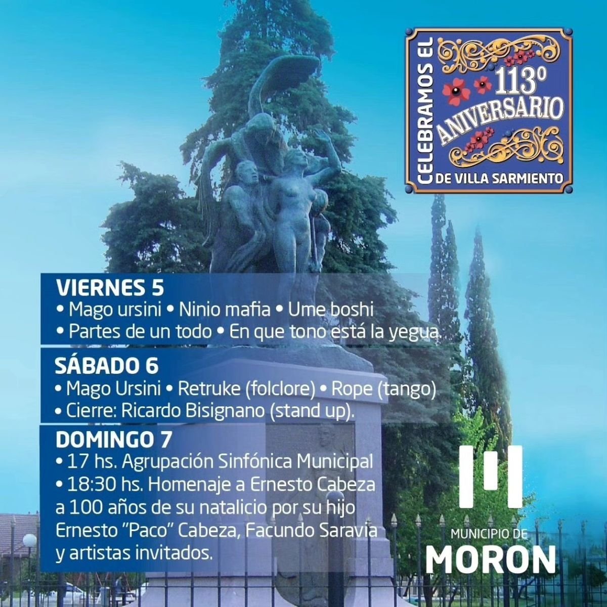 Mor&oacute;n celebra el aniversario 113 de Villa Sarmiento.