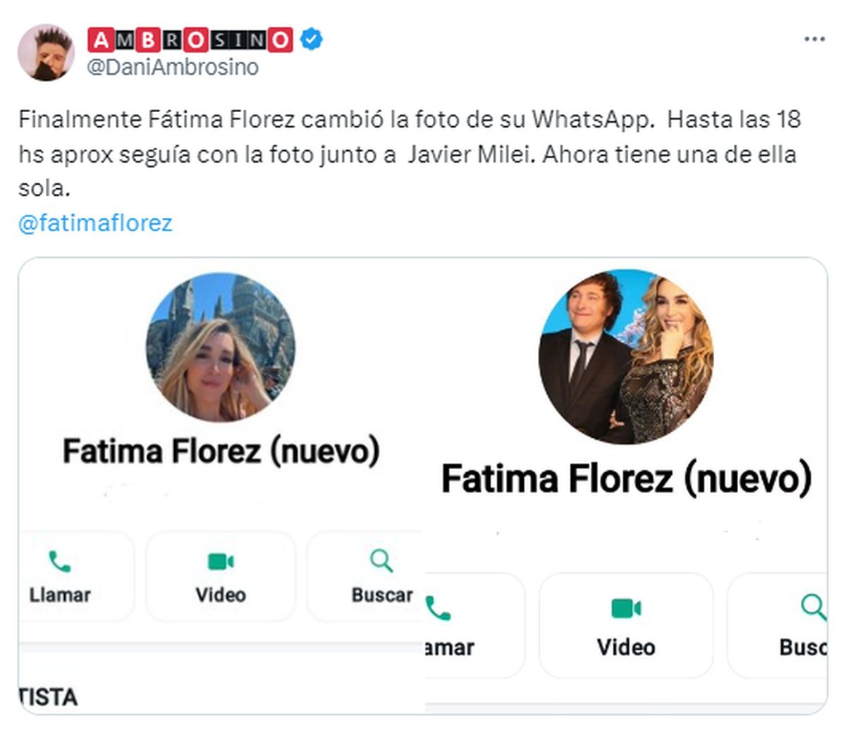 Redes: la decisi&oacute;n de F&aacute;tima Florez tras separarse de Javier Milei.