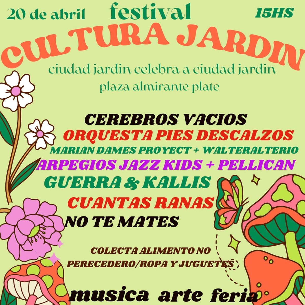 Festival en Ciudad Jard&iacute;n: m&uacute;sica, actividades de arte, sorteos y m&aacute;s.