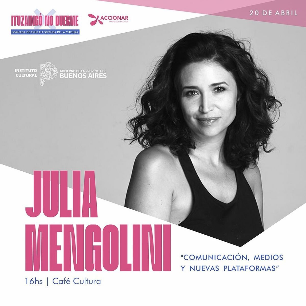 Julia Mengolini, se presentar&aacute; en Ituzaing&oacute; no duerme.
