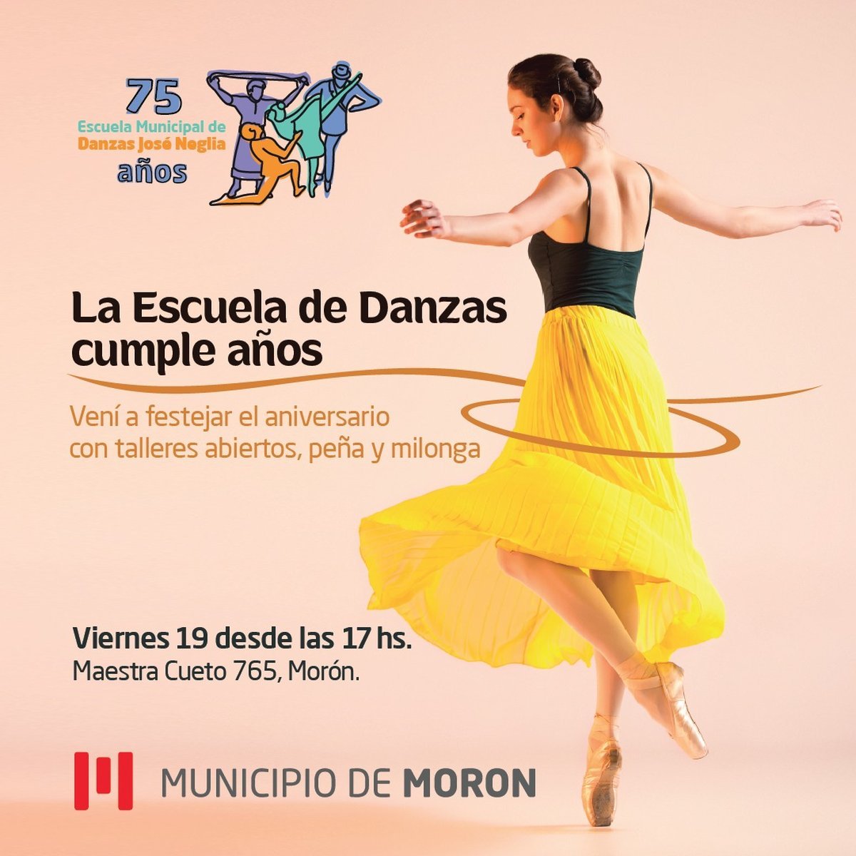 La Escuela Municipal de Danzas Jos&eacute; Neglia cumple 75 a&ntilde;os de Mor&oacute;n y lo celebra con varias actividades.