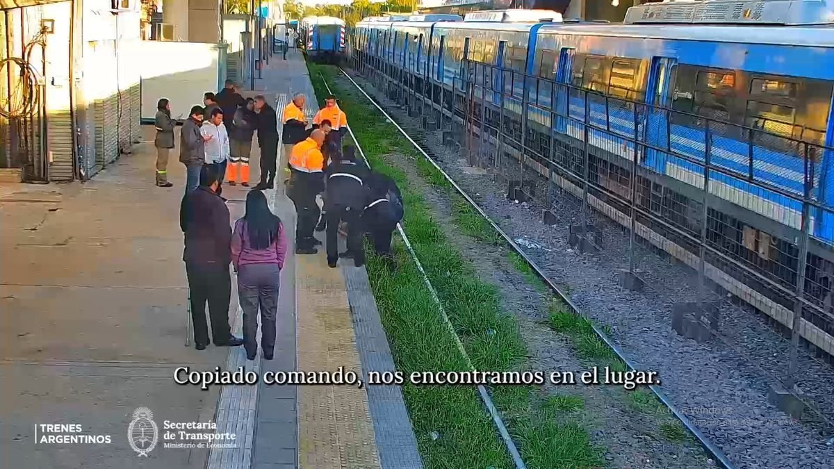 Tren Sarmiento: quiso subir con al tren en movimiento, se cay&oacute; a las v&iacute;as y casi la arrolla una formaci&oacute;n.