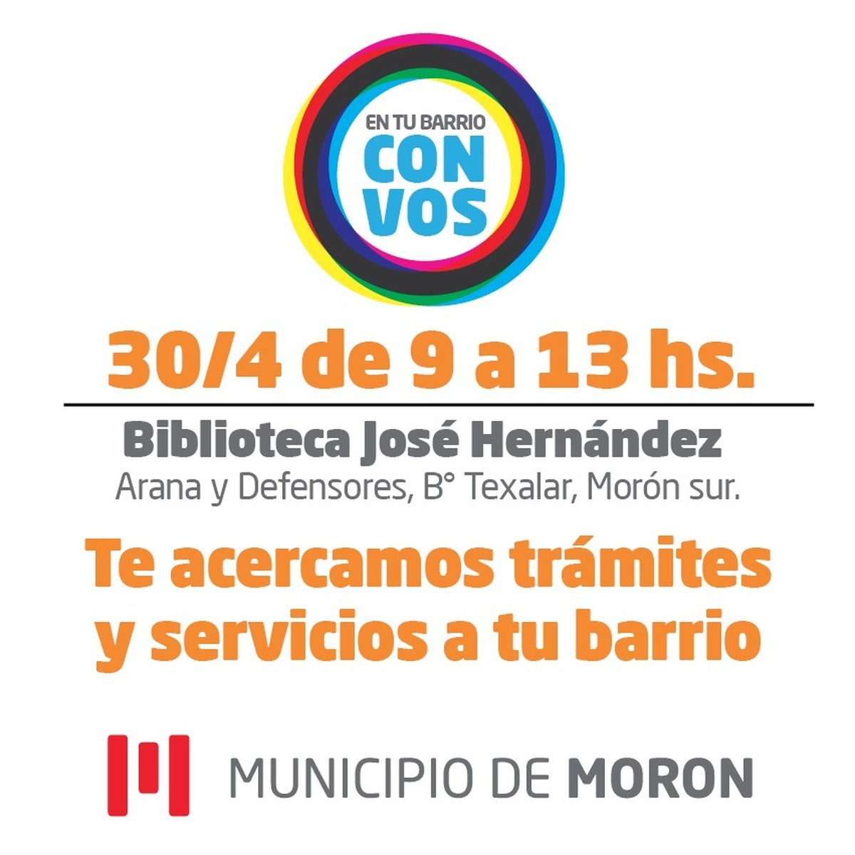 Nueva edici&oacute;n de "En Tu Barrio con Vos" en Mor&oacute;n sur.